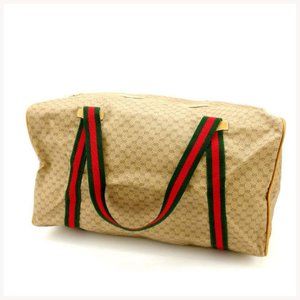 AUTH Gucci Boston bag Beige Green Woman